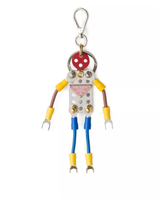 Prada Robot-Charm Keyring Da Men Di Colore Bianco