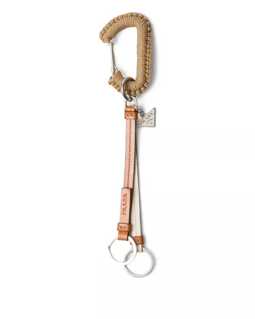 Prada Braided Keychain Da Men Di Colore Marrone