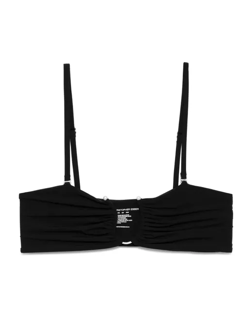 Christopher Esber Women's Black Ruched Crescent Bikini Top