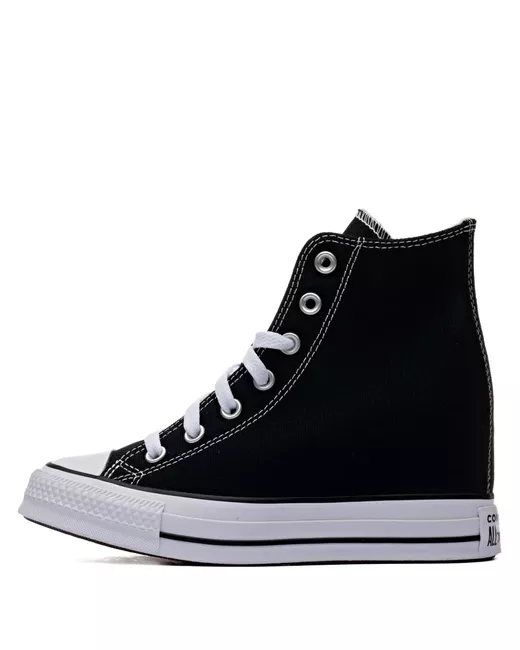 Converse Women's Black Chuck Taylor All Star Wedge Platform Hi White Sneakers