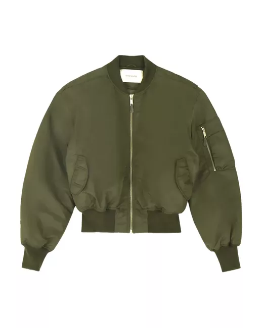 Entire Studios Women's Green Puffe-Sleeve Bomber Jacket
