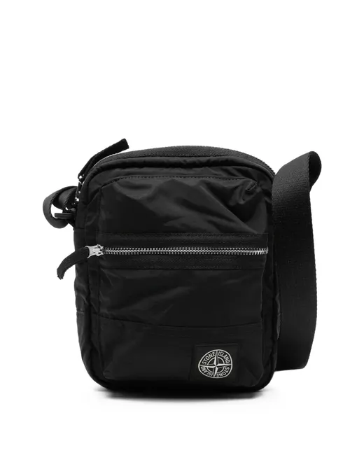 Stone Island Compass-Patch Messenger Bag Da Men Di Colore Nero