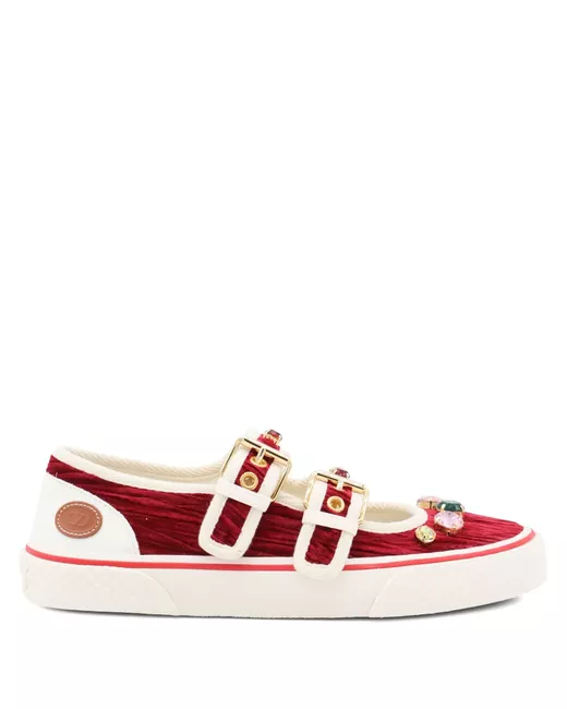 Valentino Garavani Jewel-Embellished Buckle Sneakers Da Women Di Colore Rosso