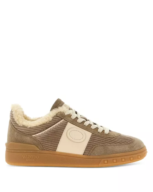 Valentino Garavani Upvillage Ribbed-Velvet Sneakers Da Women Di Colore Marrone