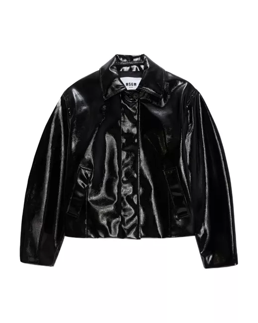 Msgm Women's Black Long-Sleeve Bomber Jacket