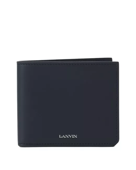 Lanvin Leather Wallet Da Men Di Colore Blu