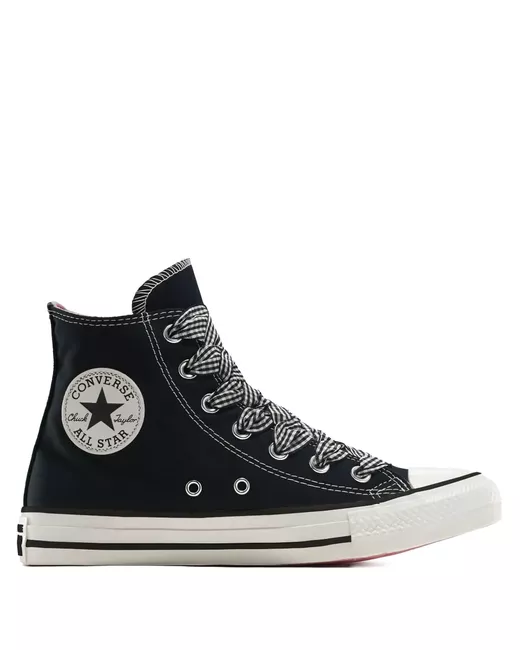 Converse Women's Black Chuck Taylor All Star High Gingham Laces Sneakers