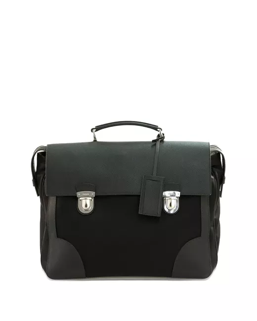 Prada Leather Flap-Closure Briefcase Da Men Di Colore Nero