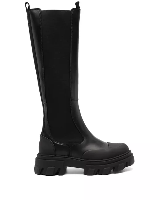 Ganni Women's Black Knee-High Leather Boots