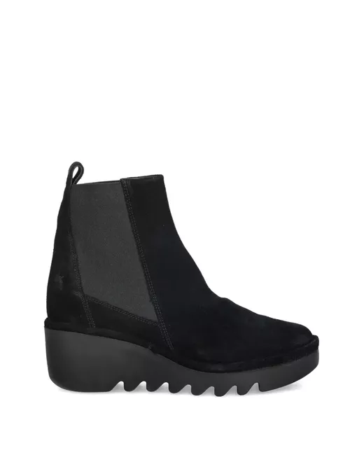 Fly London Women's Black Elasticated-Panel Chelsea Boots