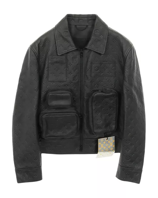 Louis Vuitton Pre-Owned Men's Black 2010s Monogram-Embossed Jacket