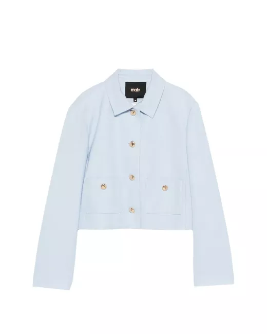 Maje Women's Blue Front-Pocket Button-Fastening Jacket