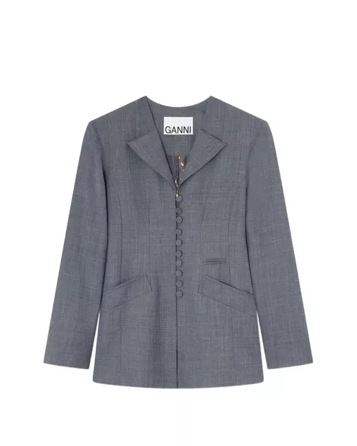 Ganni Women's Gray Button-Down Jacket
