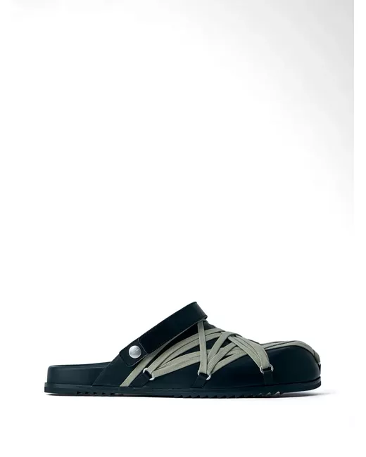 Rick Owens Men's Black Cross-Strap Slippers