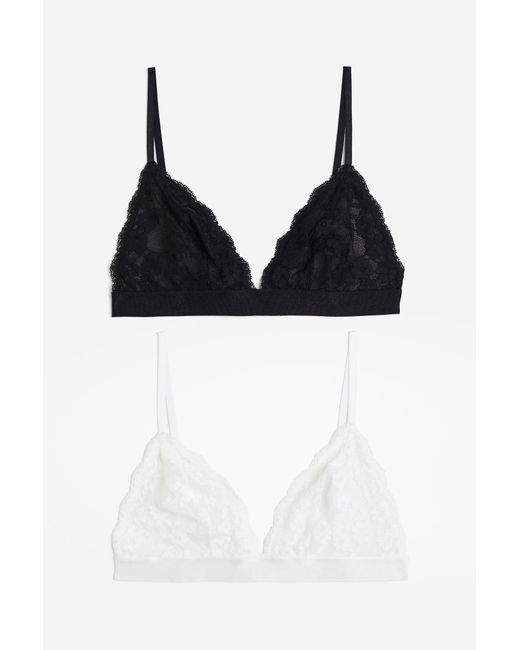 H & M 2-pack soft lace bras Weiß in White
