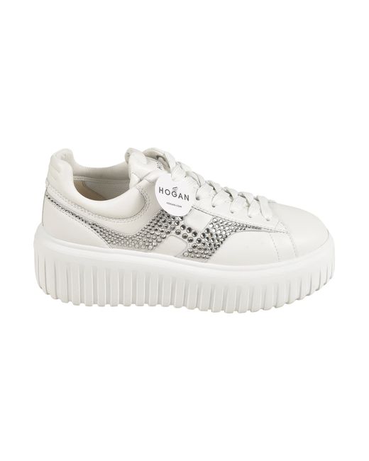 Hogan Women's White H-Stripes Sneakers