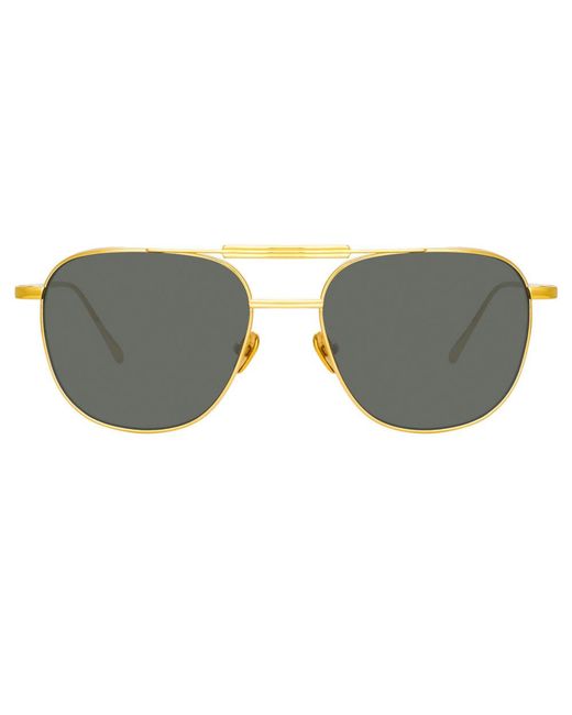 Asher Aviator Sunglasses in Yellow Gold (Men's) by LINDA FARROW