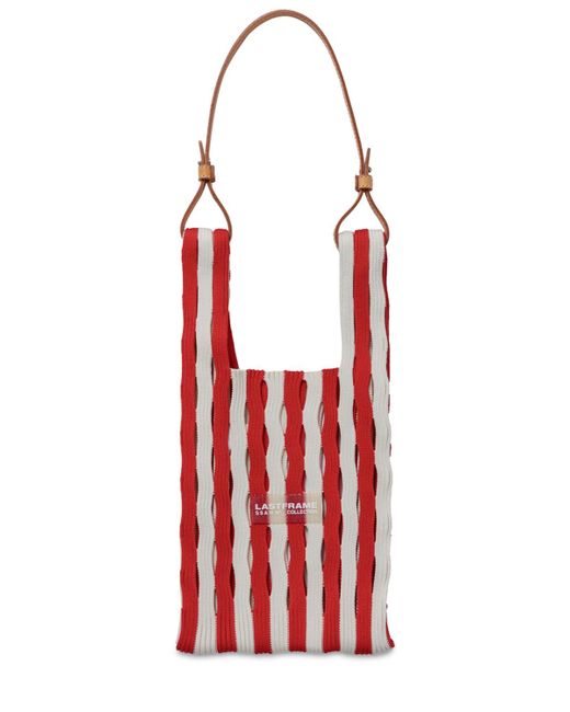 Lastframe Small Striped Mesh Market Bag in Red | Stylemi