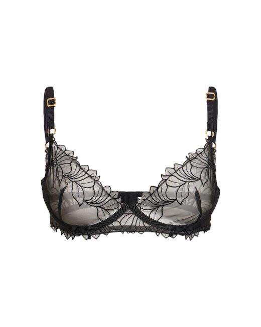 BlueBella Lana Art Deco lace non padded balconette bra with hardware detail  in black