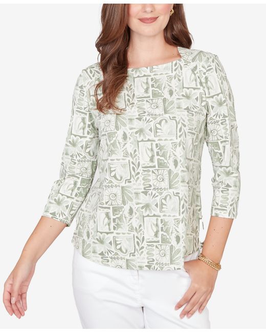 Ruby Rd. Ruby Rd. Plus Seashell Patchwork Knit Top Da Women Di Colore Multicolore