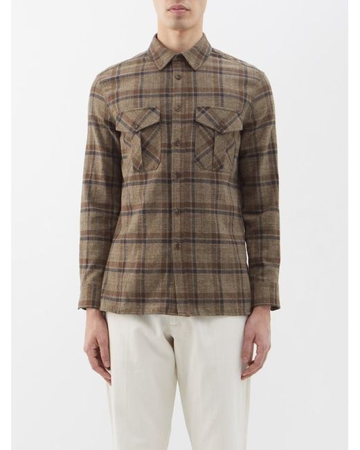 Undercover patch-pocket check flannel shirt - Yellow