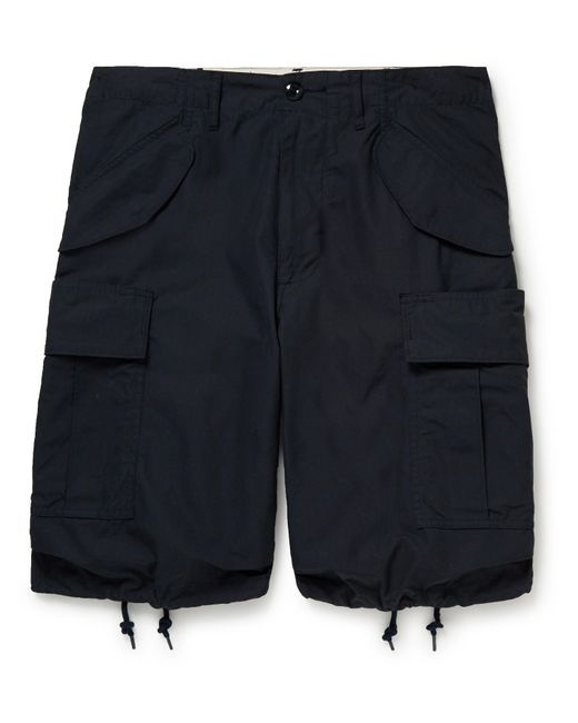 Beams Plus Cotton-Ripstop Cargo Shorts in Blue | Stylemi