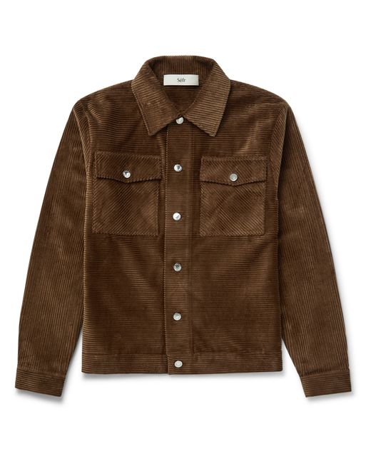 Séfr Don Printed Corduroy Jacket S in Brown | Stylemi
