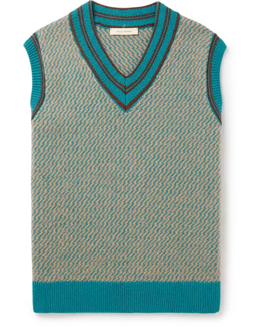 Wales Bonner Chorus Cashmere-Blend Jacquard Sweater Vest in Green ...