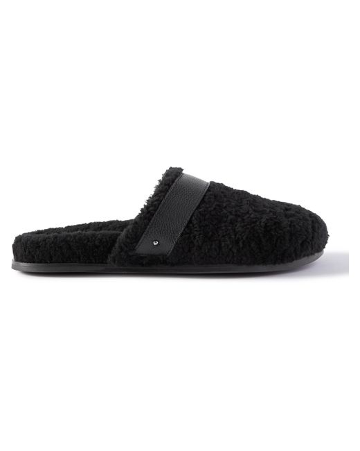 Mr P. Mr P. Leather-Trimmed Shearling Slippers in Black