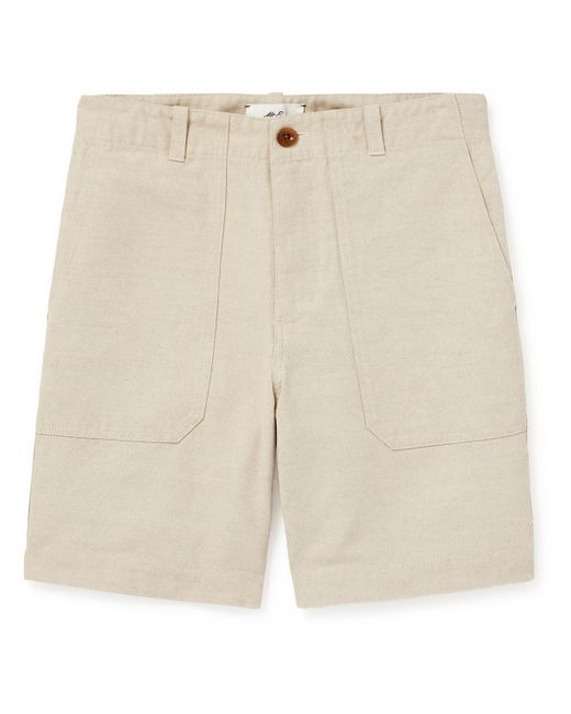 Straight-Leg Cotton and Linen-Blend Twill Drawstring Shorts