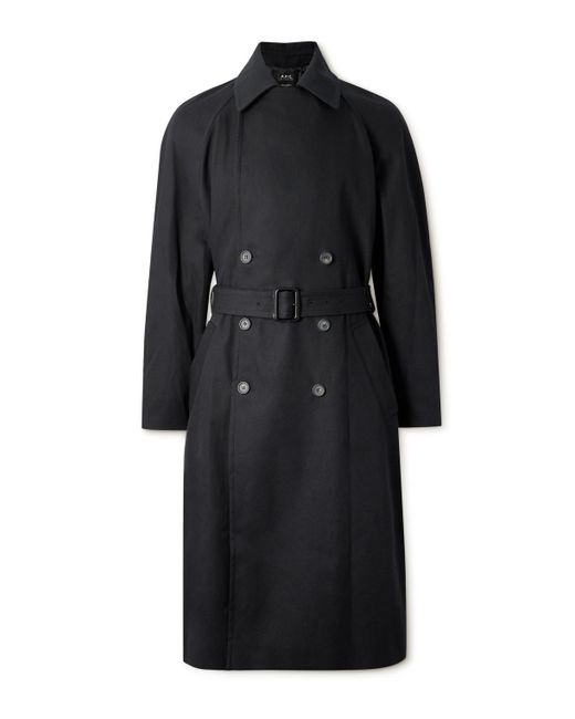 Black Belted Double Breasted Trench Coat