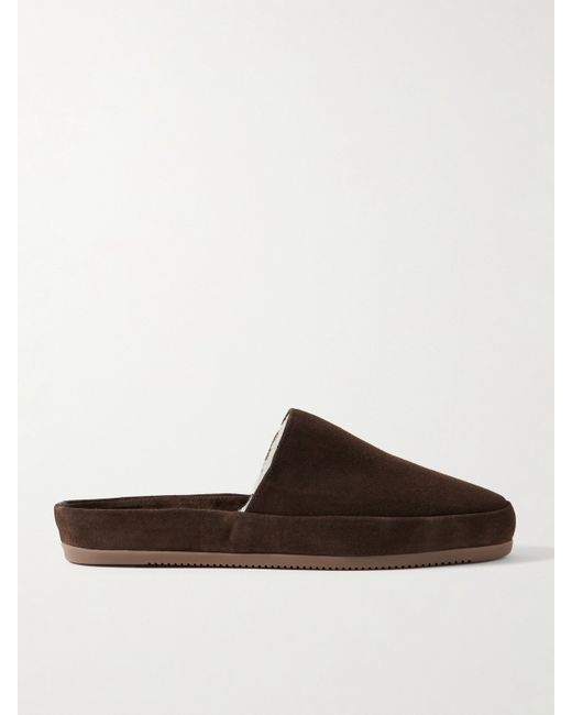 Mulo Men's Brown Fleece-Lined Suede Slippers