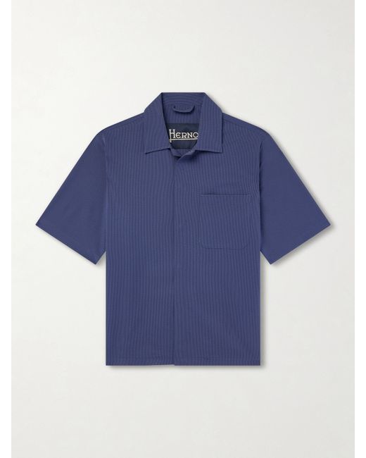 Herno Seercrease Jersey Bowling Shirt Da Men Di Colore Blu