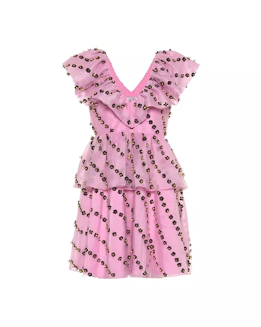 Ganni Women's Pink Exclusive To Mytheresa Floral-Embellished Dress