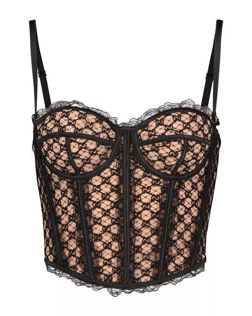ANINE BING Amina Corded Lace And Mesh Triangle Bra in Black