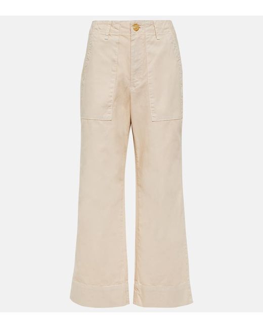 Stretch-cotton velvet straight-leg pants