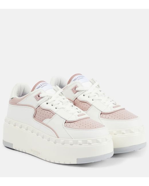 Valentino Garavani Freedots Xl Leather Platform Sneakers Da Women Di Colore Bianco