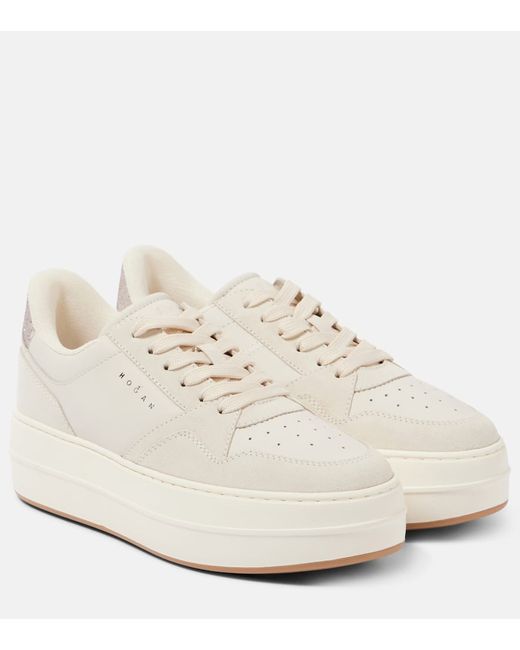 Hogan Women's Gray H670 Suede Platform Sneakers