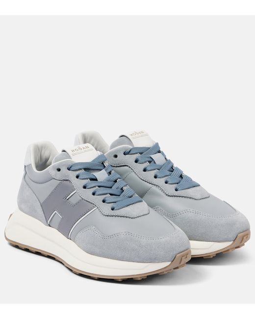 Hogan Women's Blue H641 Suede And Leather Sneakers