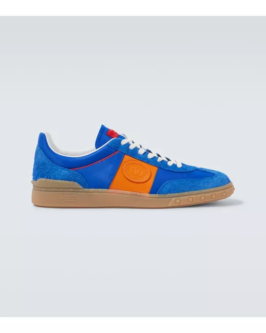 Valentino Garavani Upvillage Leather-Trimmed Sneakers Da Men Di Colore Blu