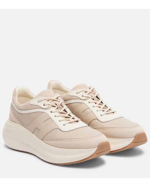 Hogan Women's Beige H696 Leather Platform Sneakers
