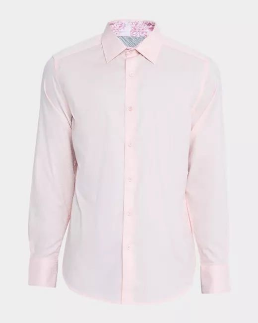 Robert Graham Men's Pink Odyssey Medallion Jacquard Sport Shirt