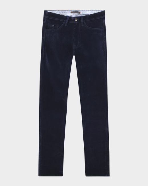 Robert Graham Men's Dark Blue Aposs Celestial Velvety Slim Five-Pocket Pants
