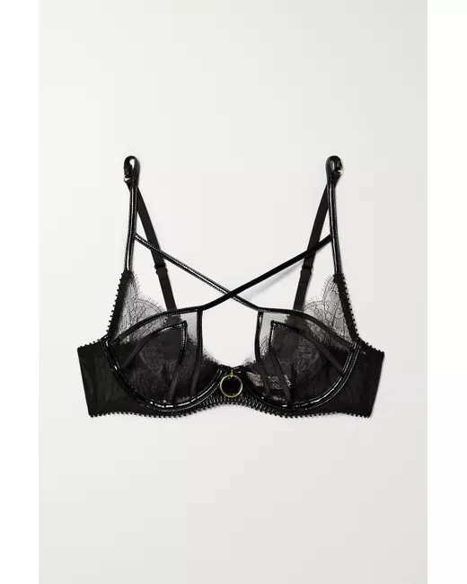 Lorna bow-embellished Leavers lace underwired soft-cup bra