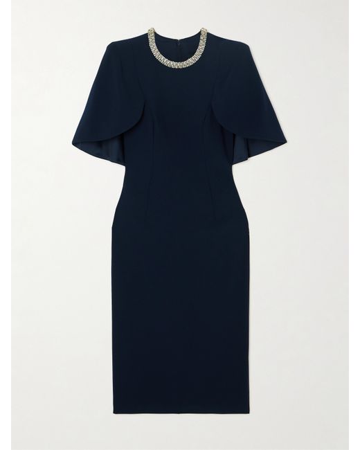 Jenny Packham Lux crystal-embellished cape gown - Blue