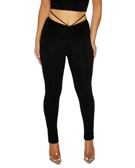 Naked Wardrobe Snatched to the Side Ribbed Leggings in Black at Nordstrom,  Size X-Small 