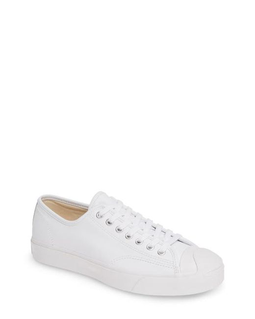 Converse Men's White Jack Purcell Low Top Leather Sneaker In At