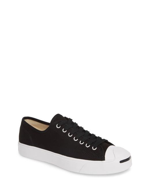 Converse Men's White Jack Purcell Low Top Sneaker In Black/Black At