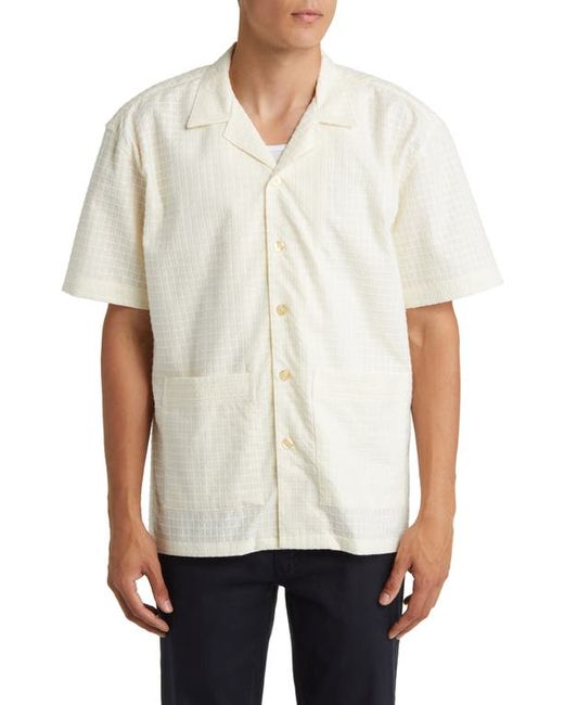 Lucky Brand Stripe Short Sleeve Linen & Cotton Button-up Camp