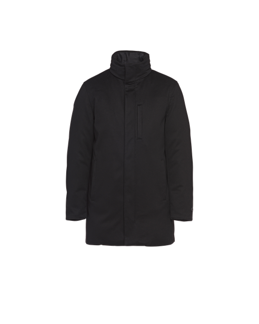 Prada Long Puffer Jacket Da Men Di Colore Nero